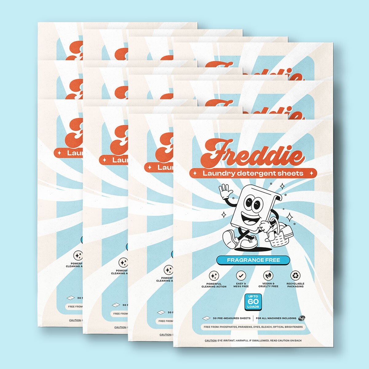 12 Pack Freddie Laundry Detergent Sheets - 720 Loads (360 Sheets)