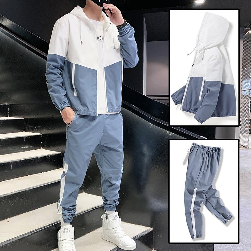 2025 Men Tracksuit Casual Joggers Hooded Sportswear Jackets and Pants 2 Piece Se