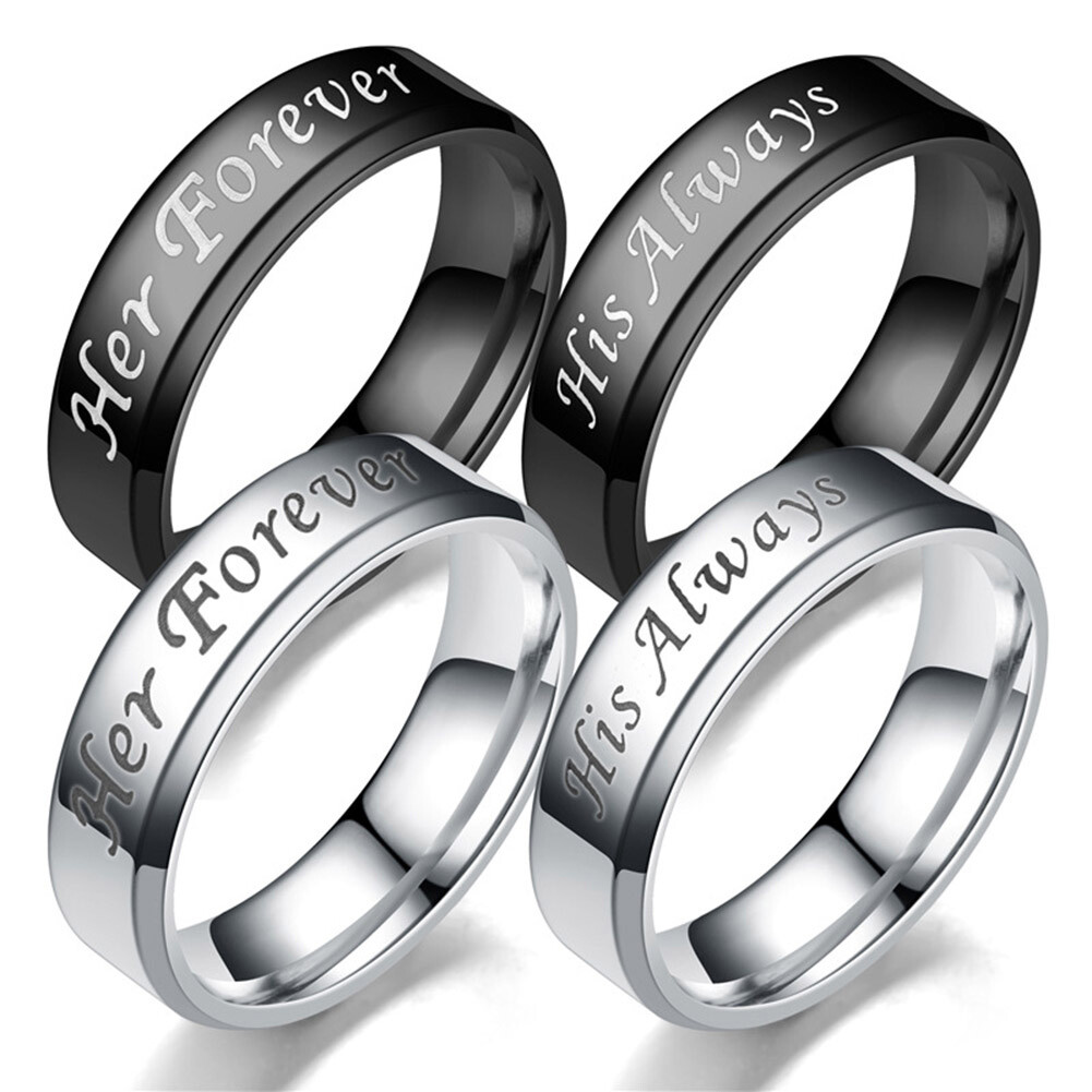 His Always/Her Forever Couple Ring Titanium Steel Wedding Engagement Ring Gift ⇓