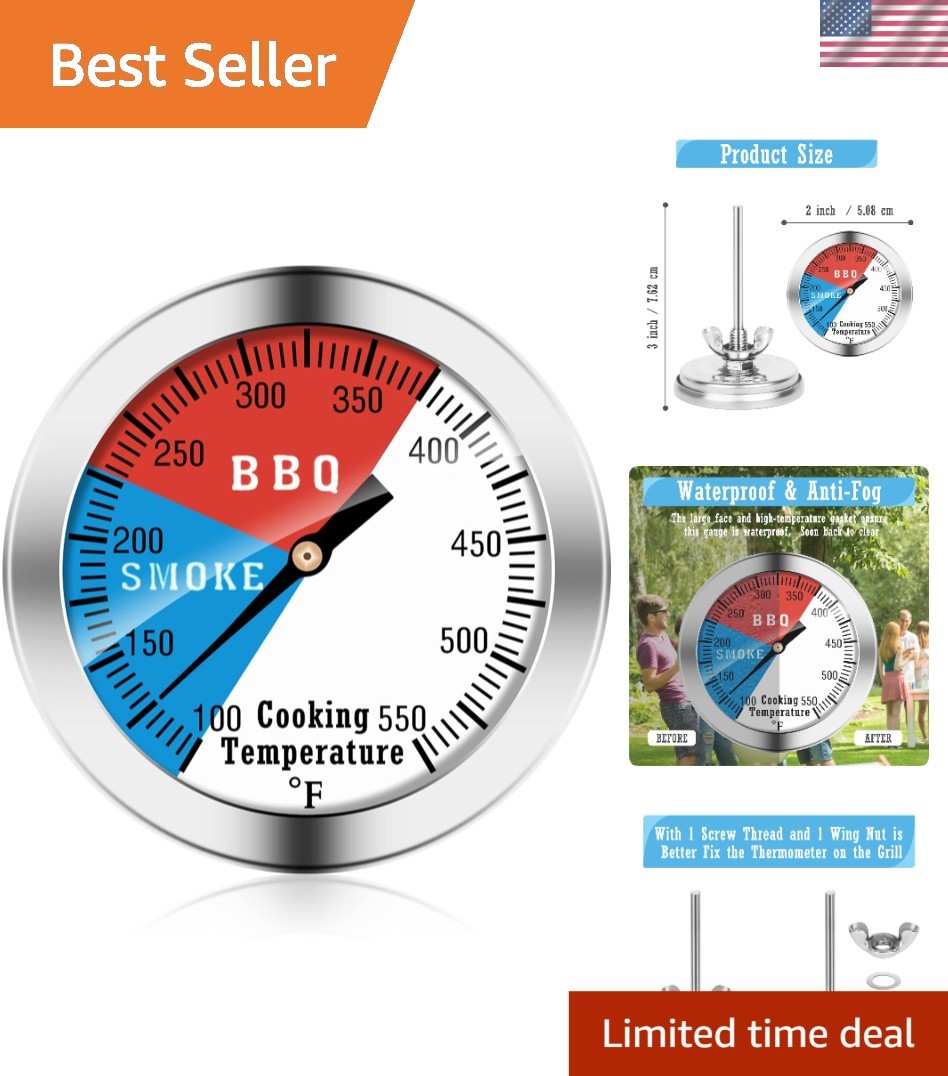 Professional BBQ Thermometer - Reusable Waterproof Gauge for Perfect Grilling