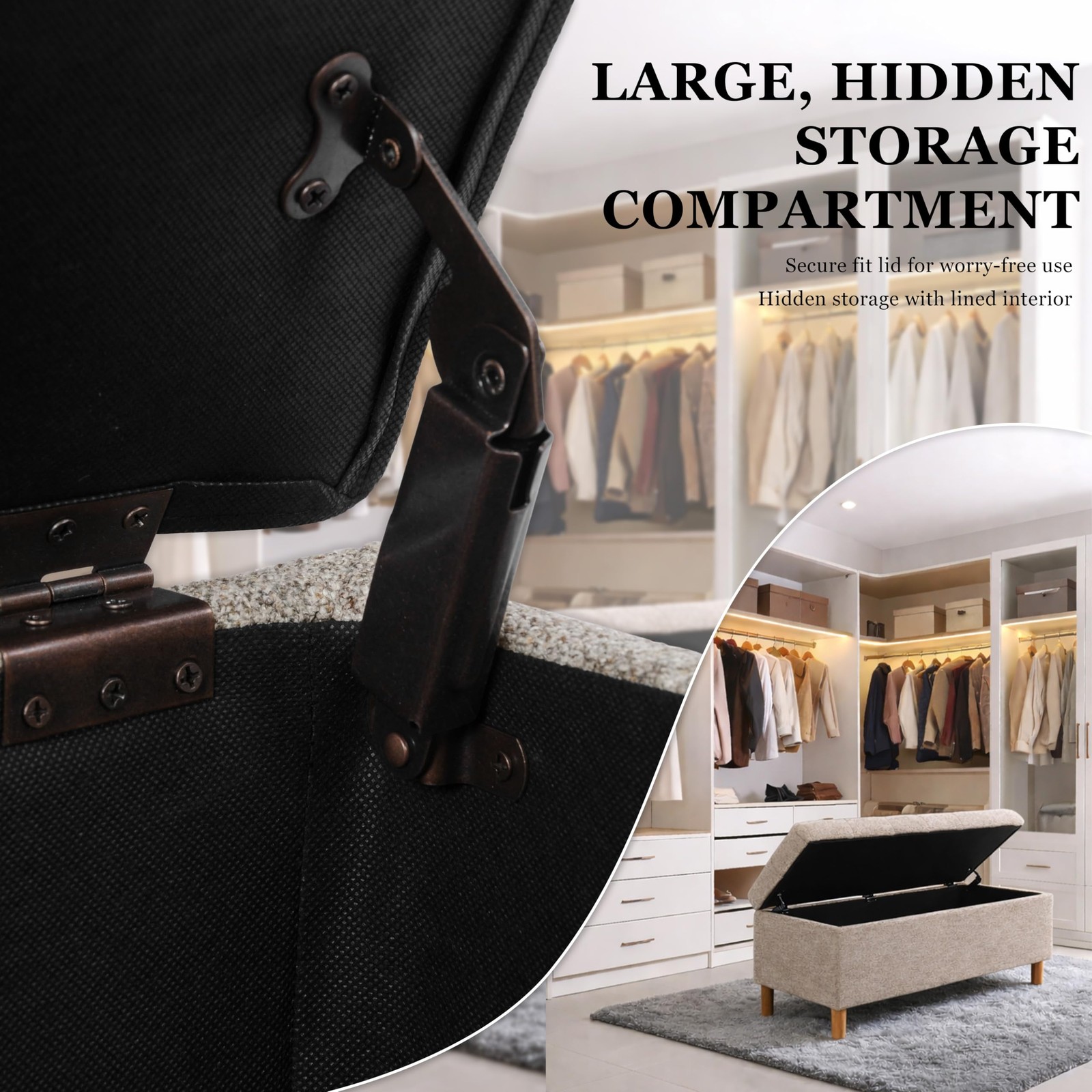 Home Decor | Tufted Ainsley Button Storage Ottoman Bench with Hinged Lid | Ot...
