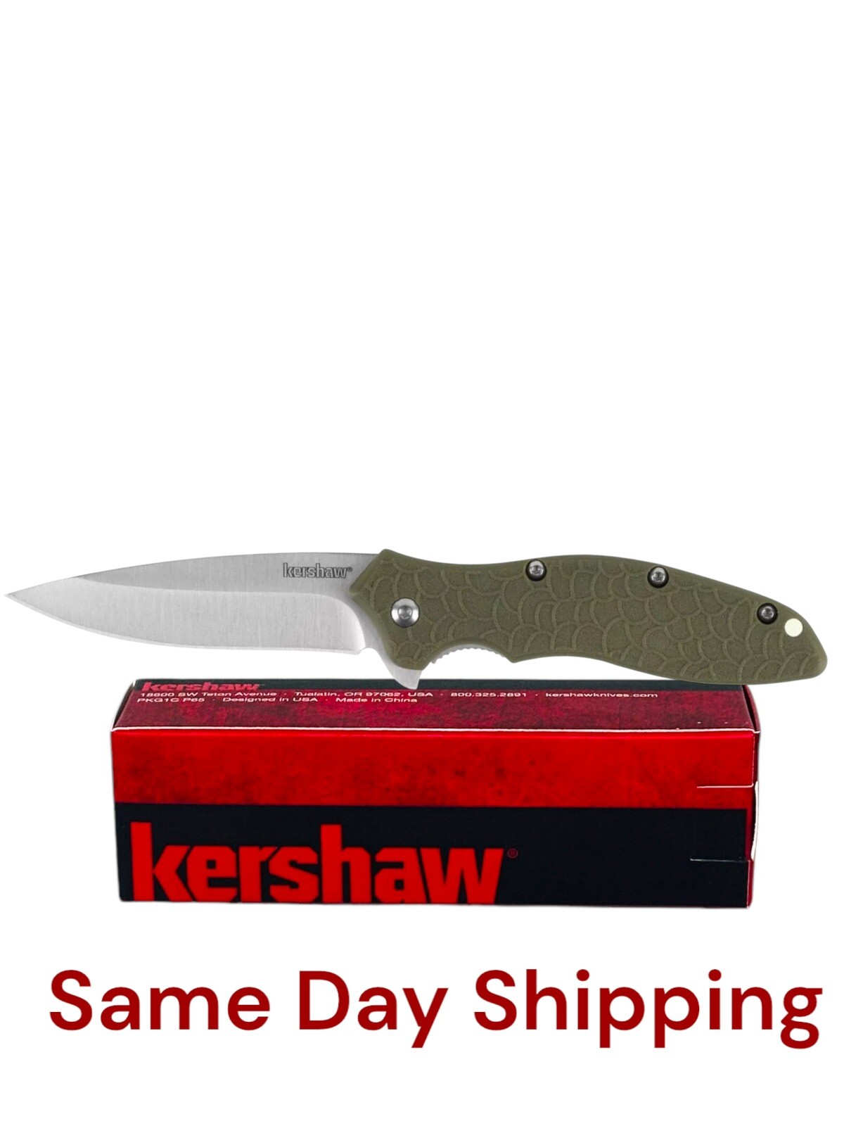 NEW KERSHAW GREEN OSO SWEET OLIVE SPRING ASSISTED SPEEDSAFE OPENING KNIFE 1830OL
