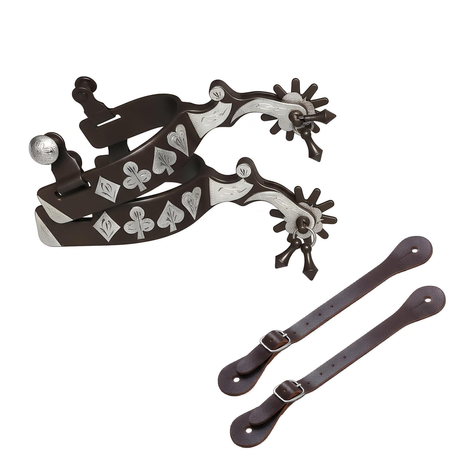 2PCS Horse Spurs for Cowboy Boots with Spur Straps, Western Equestrian Riding...
