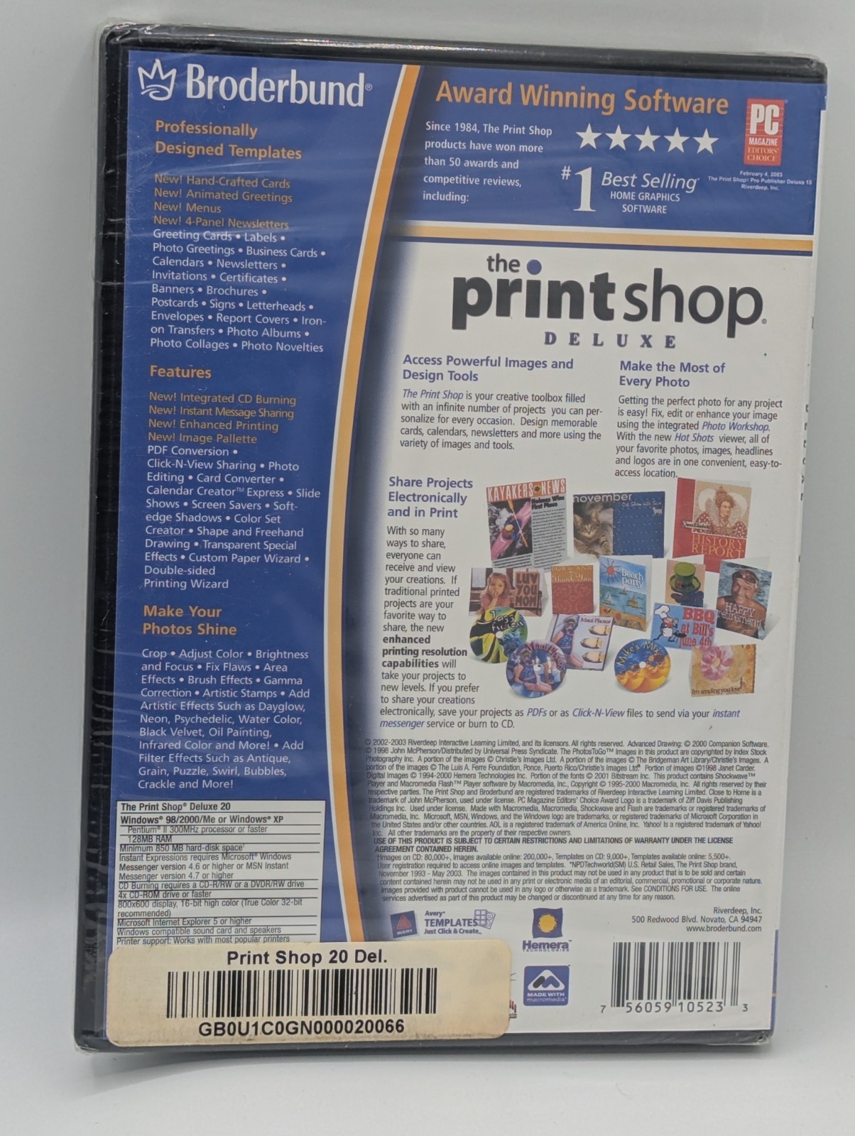 The Printshop Deluxe Version 20 Software Broderbund Windows XP/2000 New/Sealed