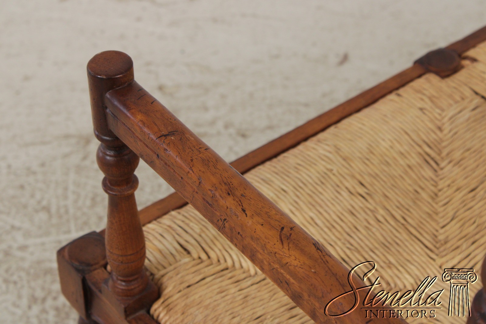 72704: Country French Rush Seat Bench