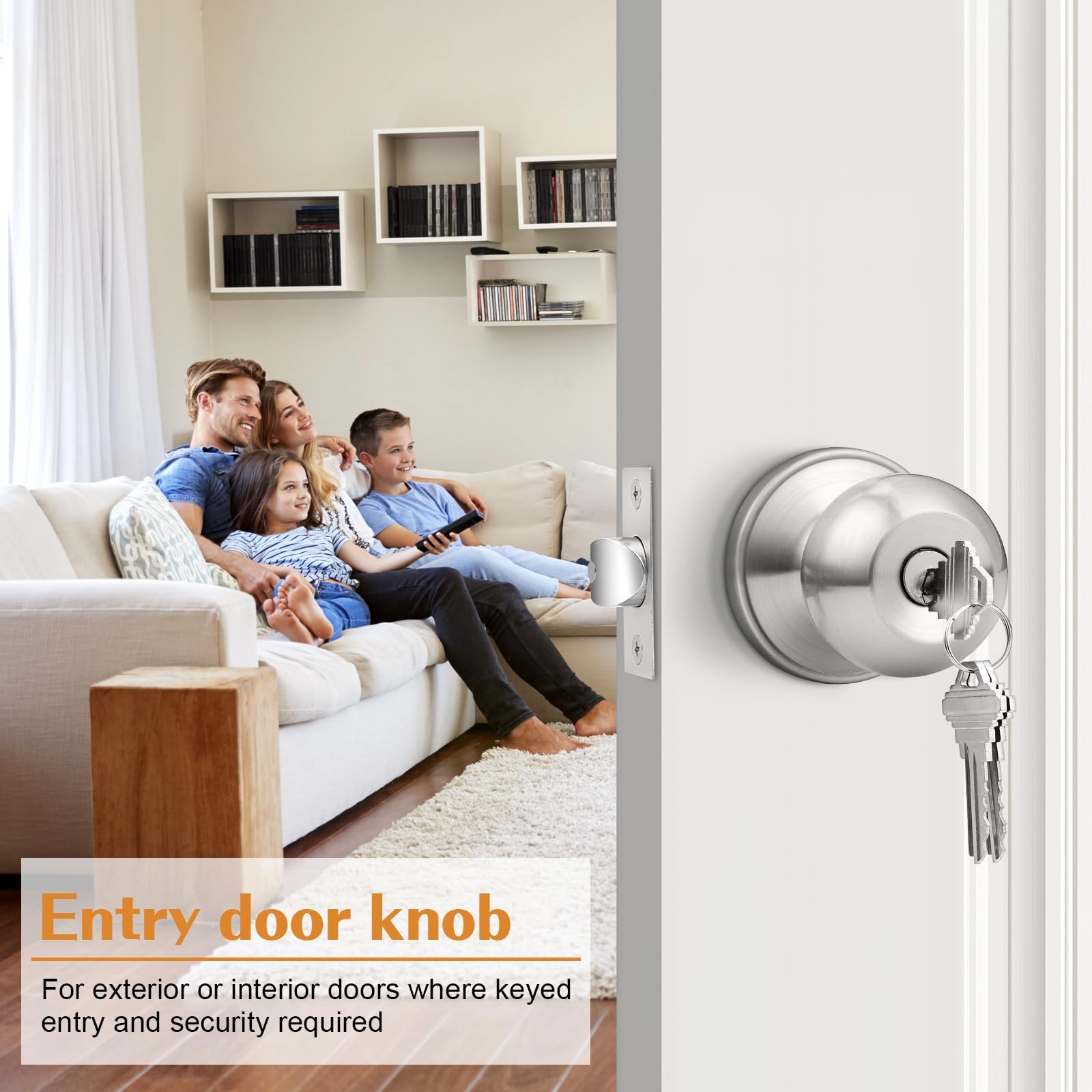 Probrico Brushed Nickel Entry Door Knobs Combo Pack, 6 6