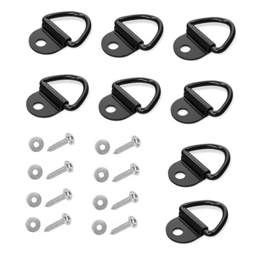 PCS Heavy Duty V-Ring Tie Down Anchors for Trailer Truck Bed |PCS Black Heavy 8