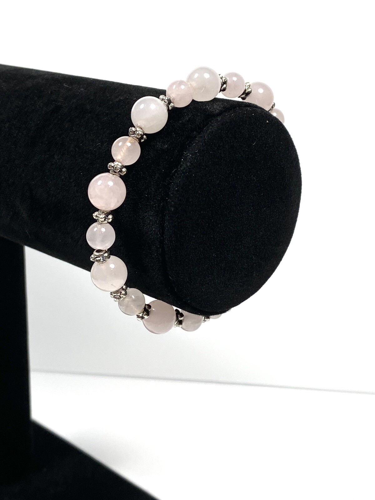 Rose Quartz Bracelet Beaded Memory Wire