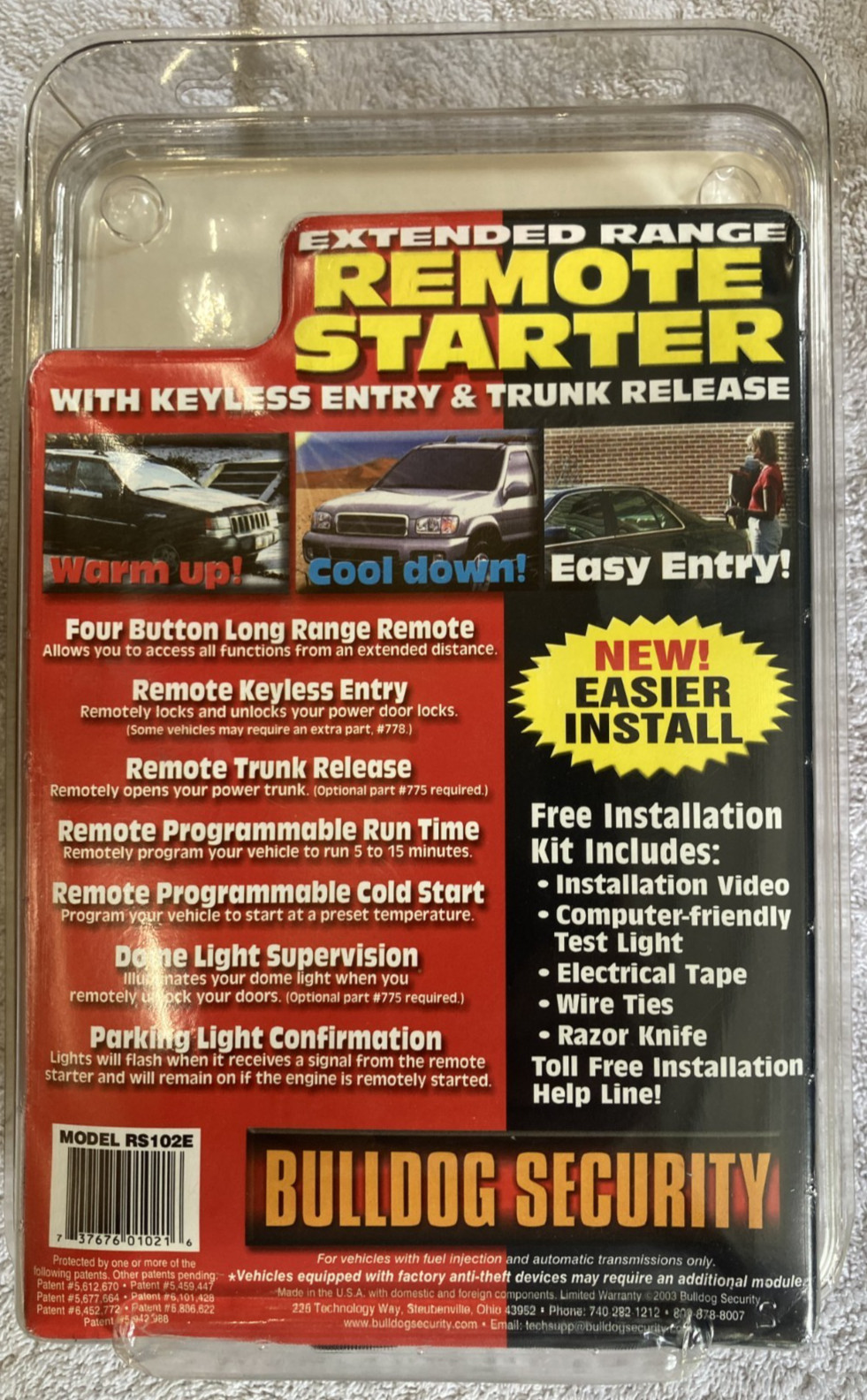 BULLDOG SECURITY EXTENDED RANGE REMOTE START RS102E Keyless entry &Trunk Release