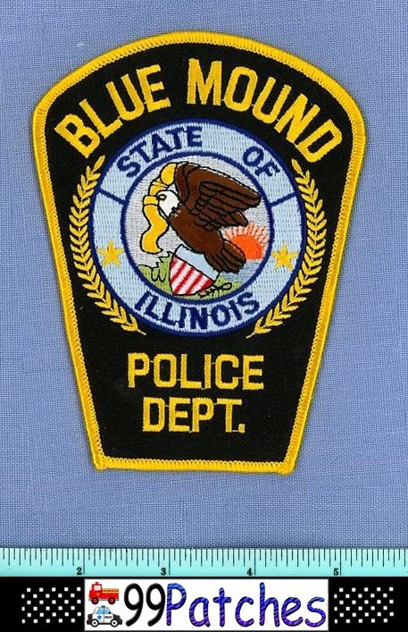 BLUE MOUND ILLINOIS Police Shoulder Patch STATE SEAL SUN EAGLE IN WREATH 1D