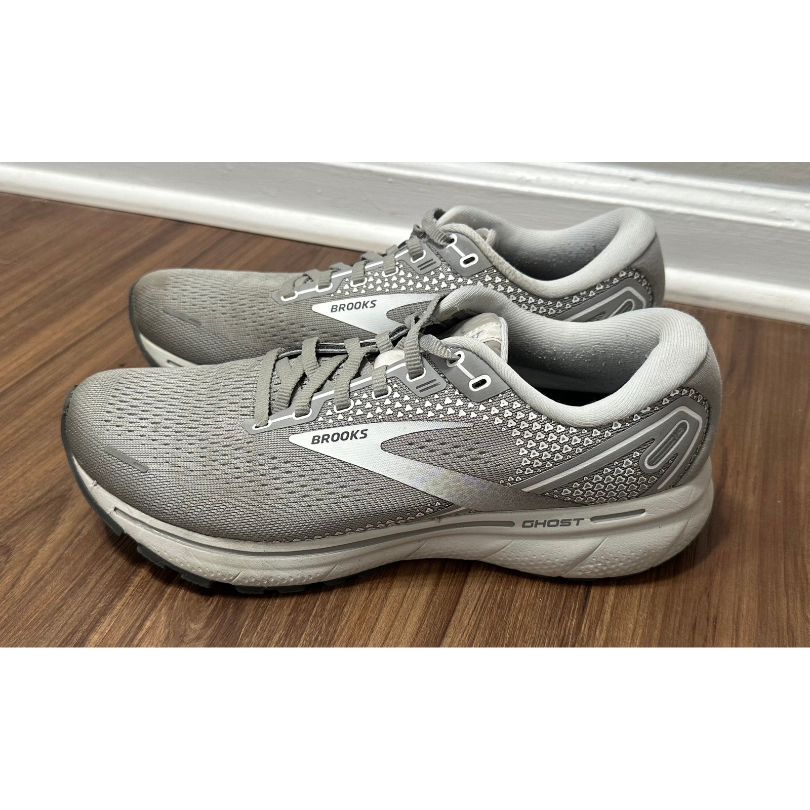 Brooks Ghost 14 Women's Running Athletic Shoes Grey White (1203561B089) Sz 10