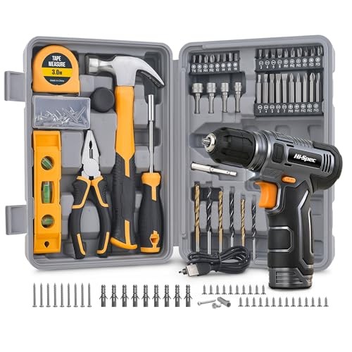 8V Cordless Drill Set & Home Tool Kit – USB Rechargeable 47-Piece Gray