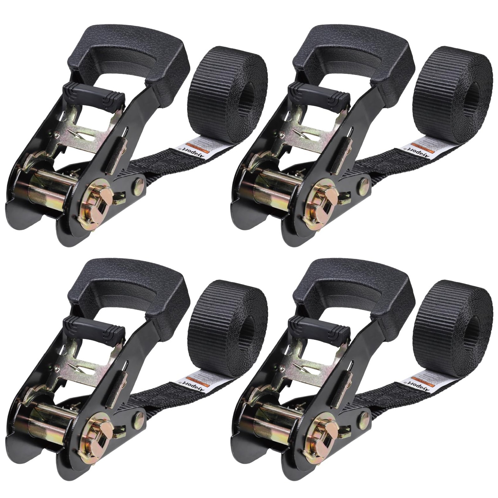 Ayaport Endless Ratchet Straps (No Hooks) 1" x 4' Heavy x 1"-4pcs, Black