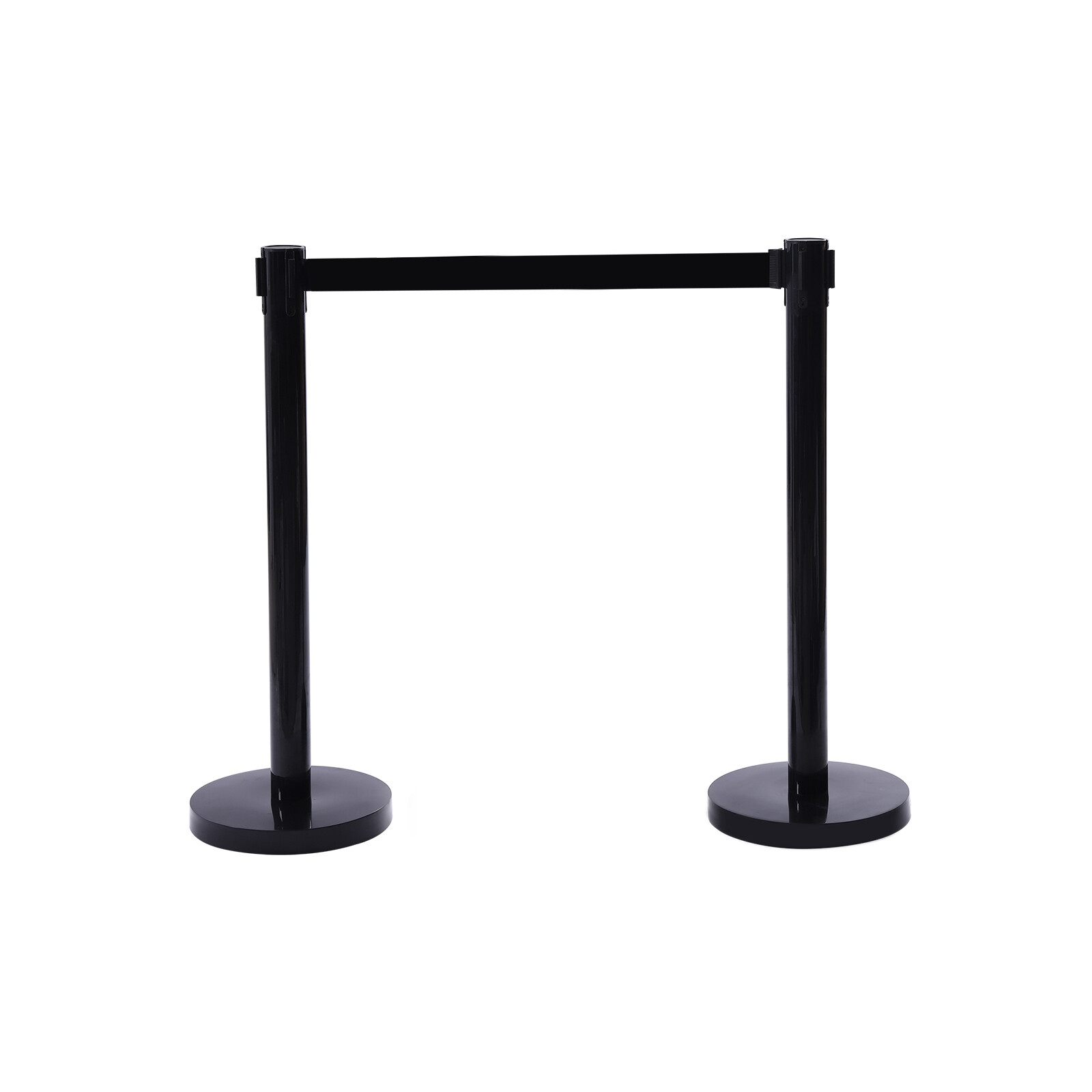 4Pcs Crowd Control Barrier Queue Poles Black Retractable Belt Stanchion Posts