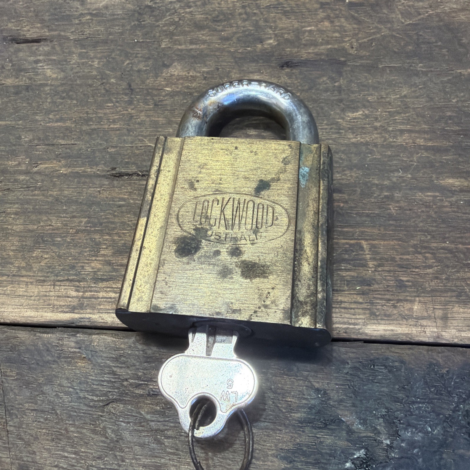 Vintage Lockwood 245/50mm Premium Deadlock Padlock With Key Lot 2 Australian