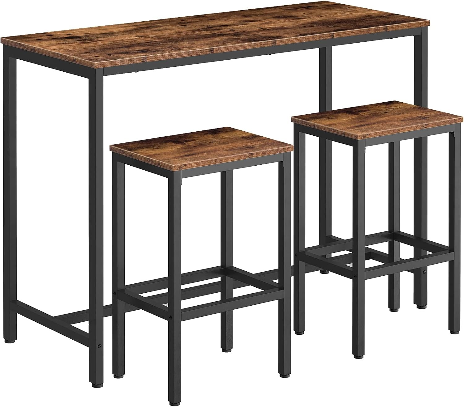 Bar Table & Chairs Set 47.2” Rectangular Pub Table W/ 2 Stools Small Space
