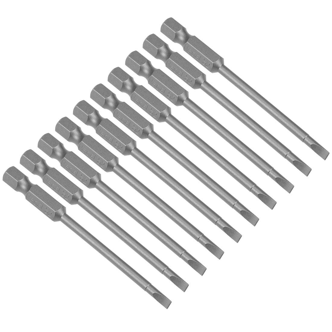 uxcell 10 Pcs 3mm Slotted Tip Magnetic Flat Head Screwdriver Bits 1/4 Inch He...