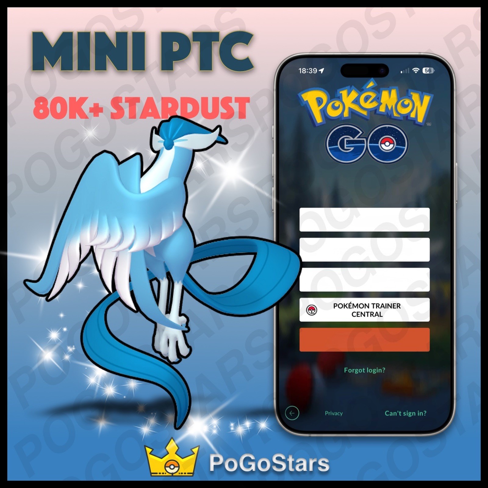 Pokémon PTC Go - Shiny Articuno Galarian - 80K Stardust✨Read Description✨