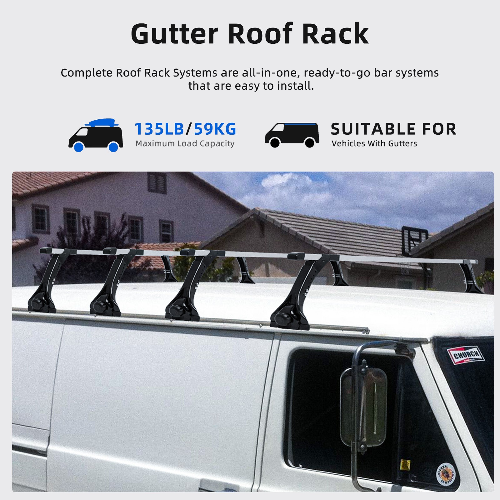 For Jeep Wrangler Van Top Roof Rack Cross Bar Adjustable Cargo Carriers Luggage