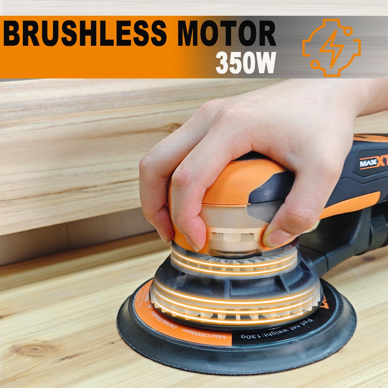 5mm Random Orbit Sander 350W, Brushless Motor, Variable Speed Electric Orbit ...