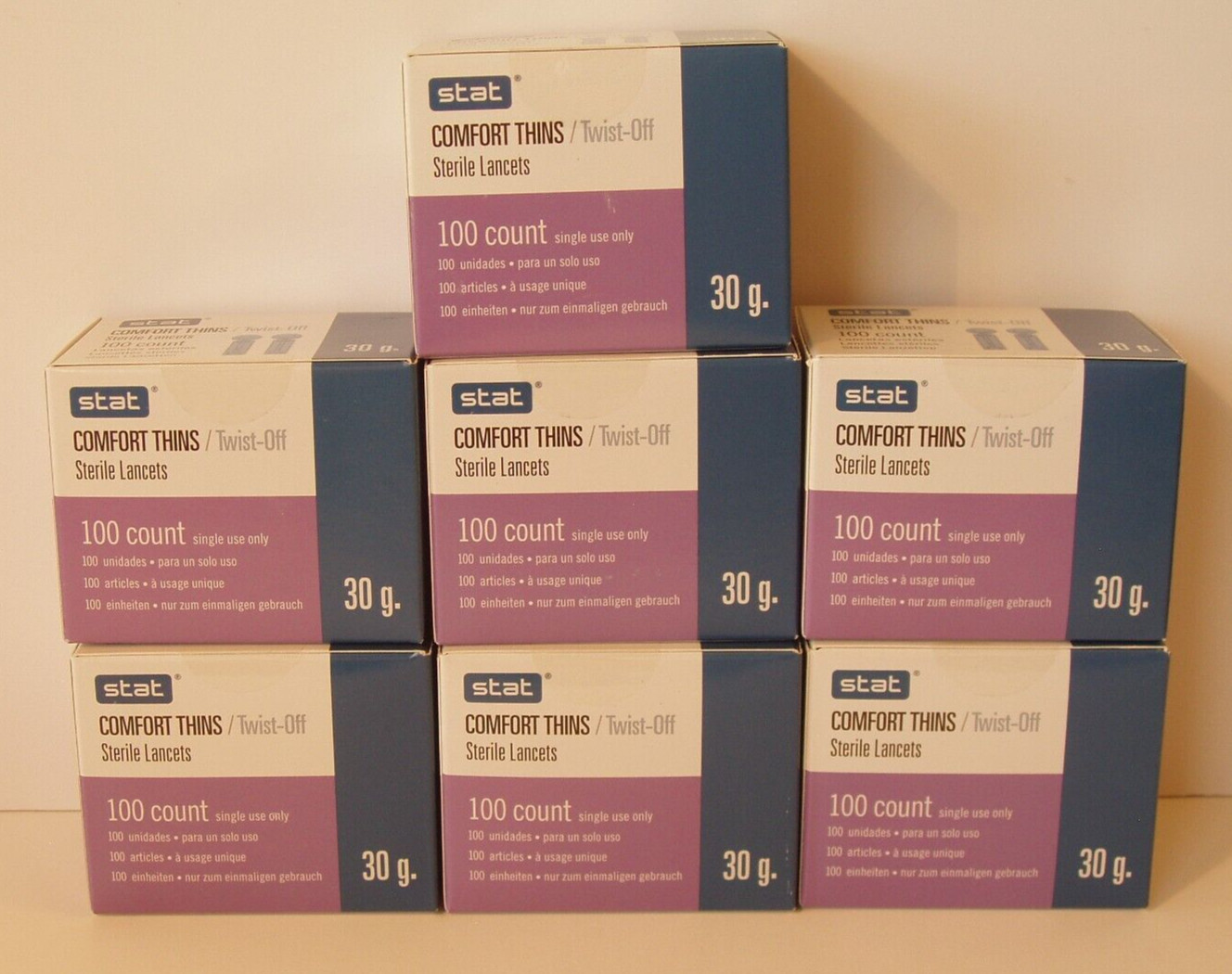 700 Stat Comfort Thins Twist Off Lancets, Seven Boxes of 100, 30 ga., 2025, #1