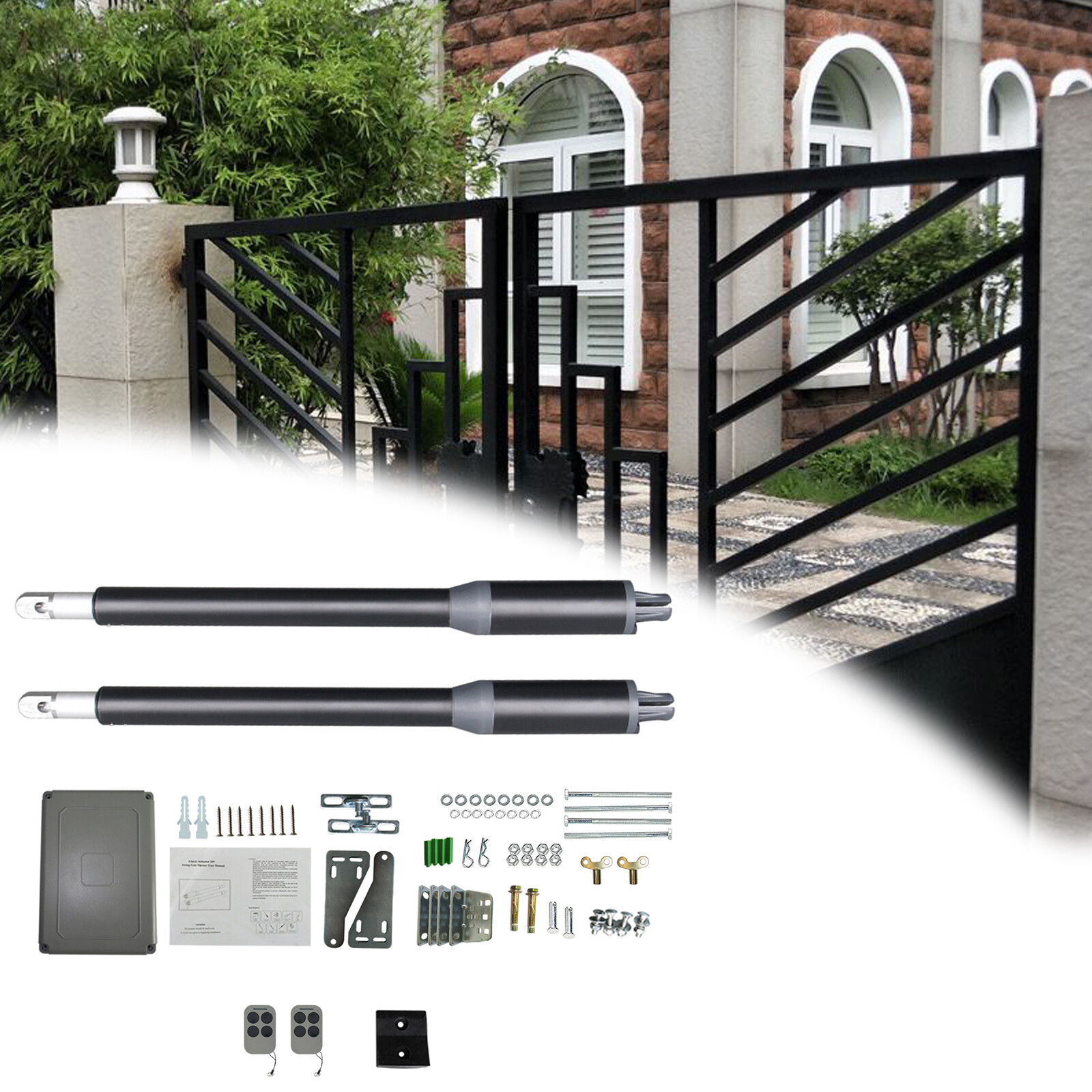 Heavy Duty Automatic Dual/Single Swing Gate Opener Kit + Remote For Fence Gate