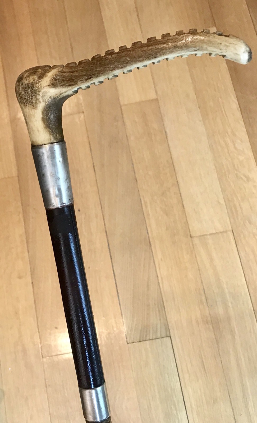 Vintage Antique 19C ZairCo. England Horse Whip Crop Antler Stag Steel Mounts Old
