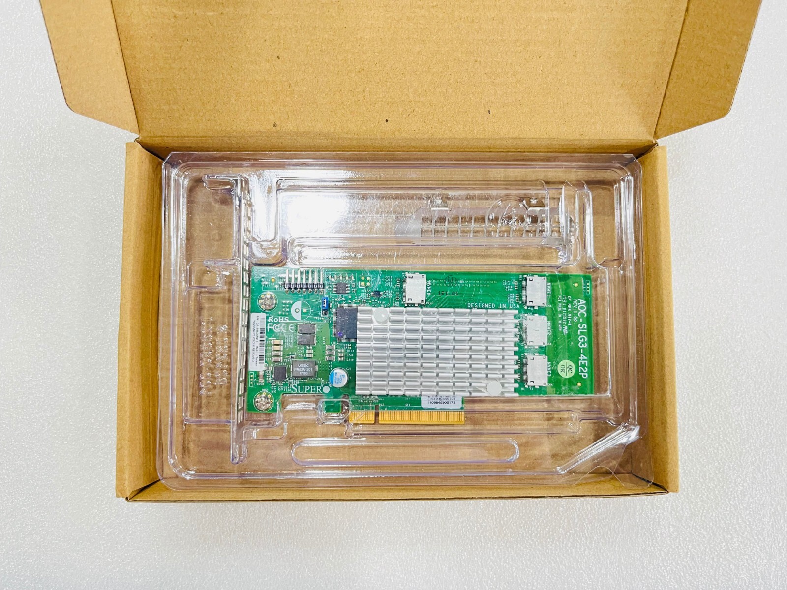 Supermicro AOC-SLG3-4E2P 6.4GB/s Quad-Port Gen-3 Internal NVMe Host Bus Adapter