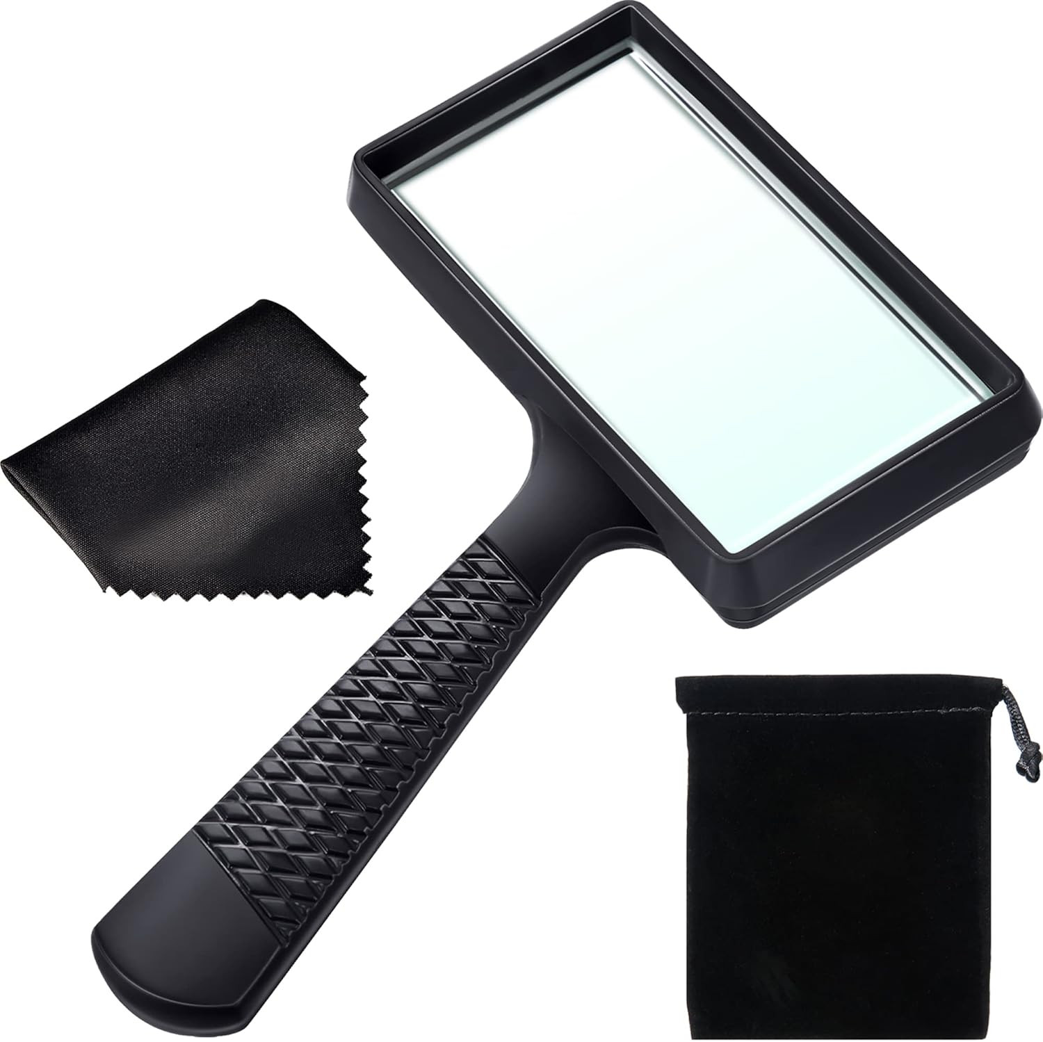 10X Handheld Magnifier, 3.77 X 1.89 Inch Rectangular Magnifying Glass, Scratch R