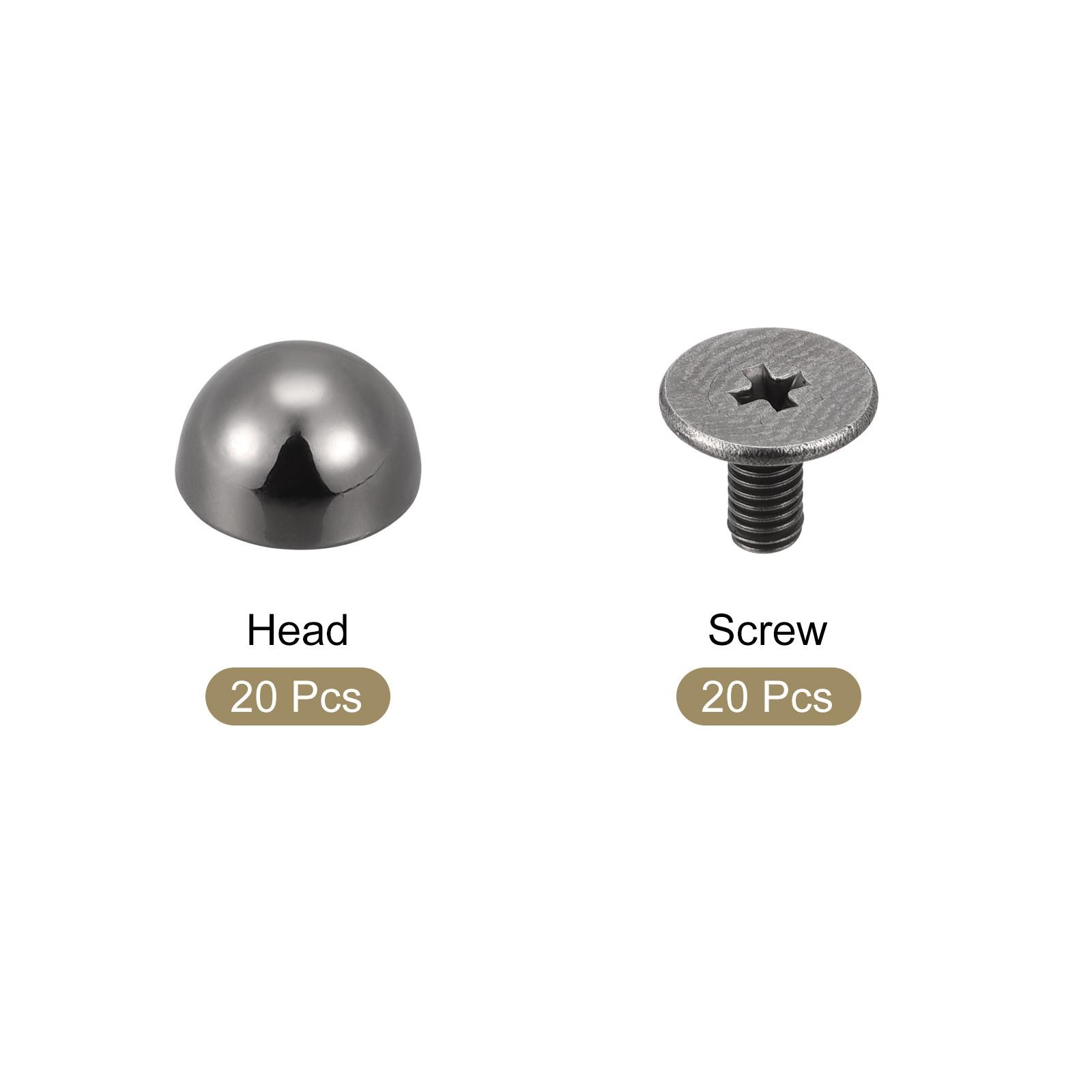 8x5mm Back Screw Rivets Solid Round Head Leather Studs Black 20 Sets