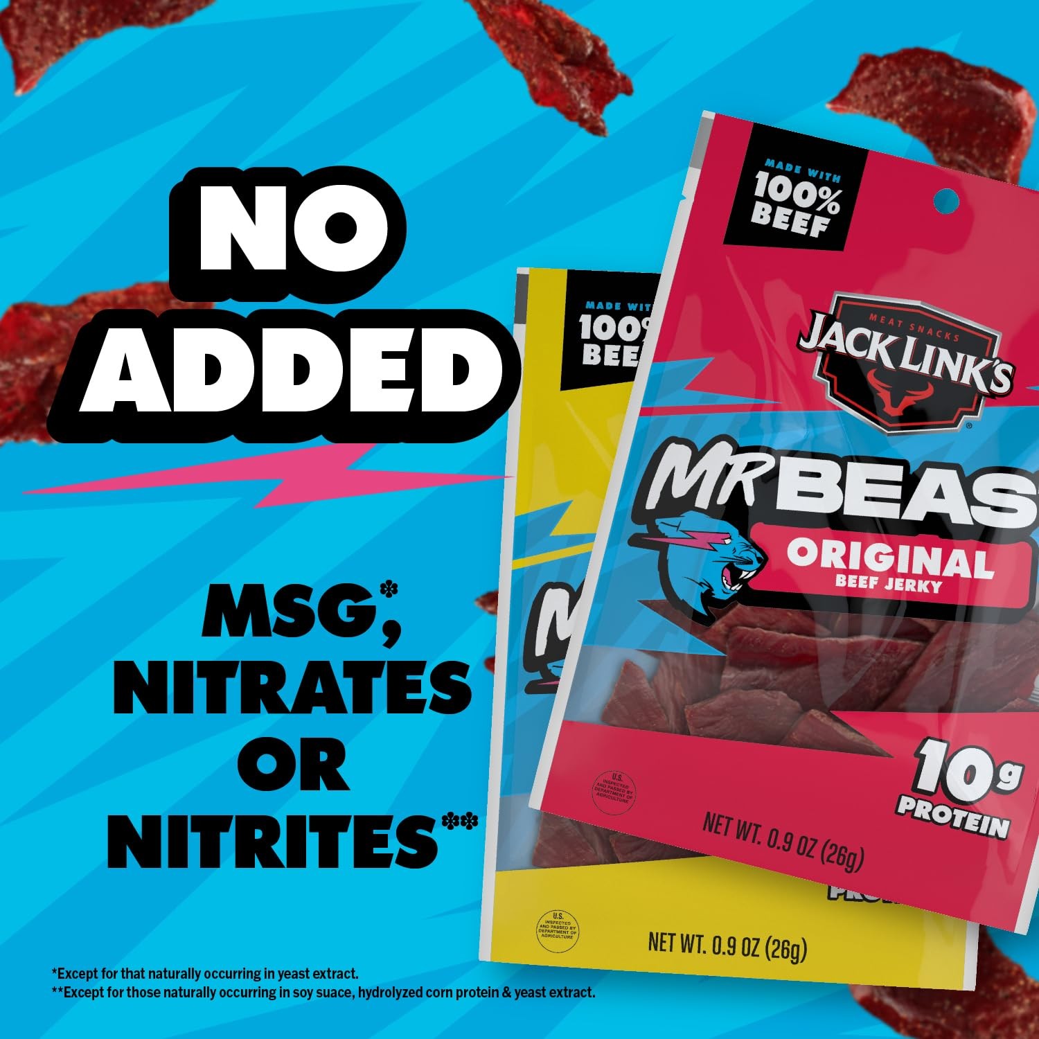 x MrBeast Beef Jerky, Original & Teriyaki Beef Jerky Variety Pack - (6 Pack) ...