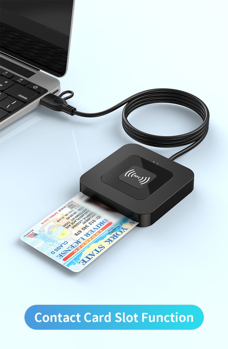 USB 2.0 Smart Card Reader for Bank ATM & Tax Filing, Contact + NFC Dual Mode