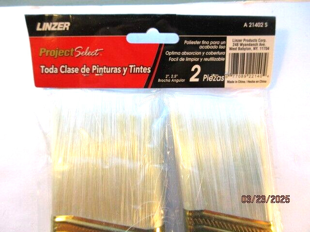 2 LINZER PROJECT SELECT PAINT/STAIN 2" & 2.5" BRUSH, FINE POLYESTER ANGULAR SASH