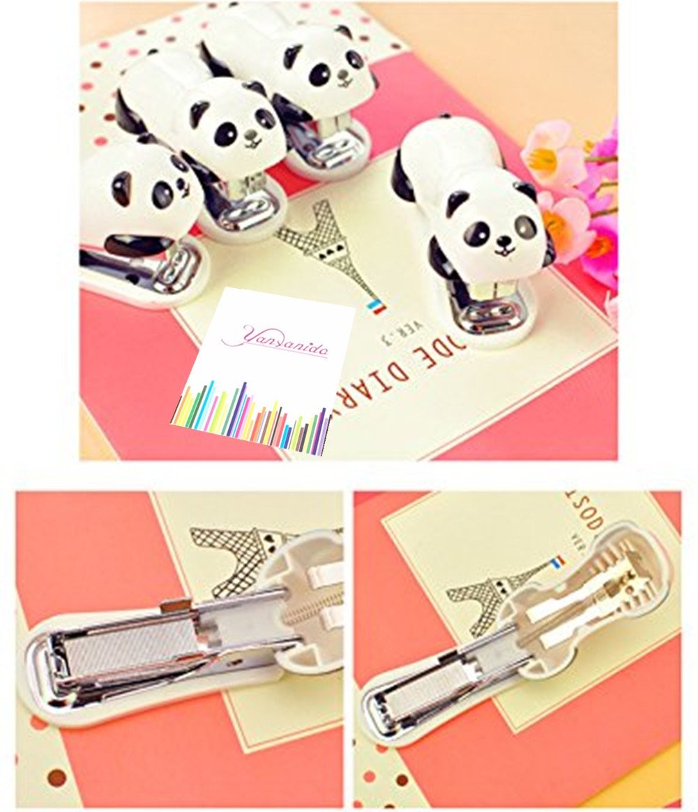 1 Pack Mini Panda Desktop Stapler for 10 Sheets Capacity with 1000 Pcs No.10 ...