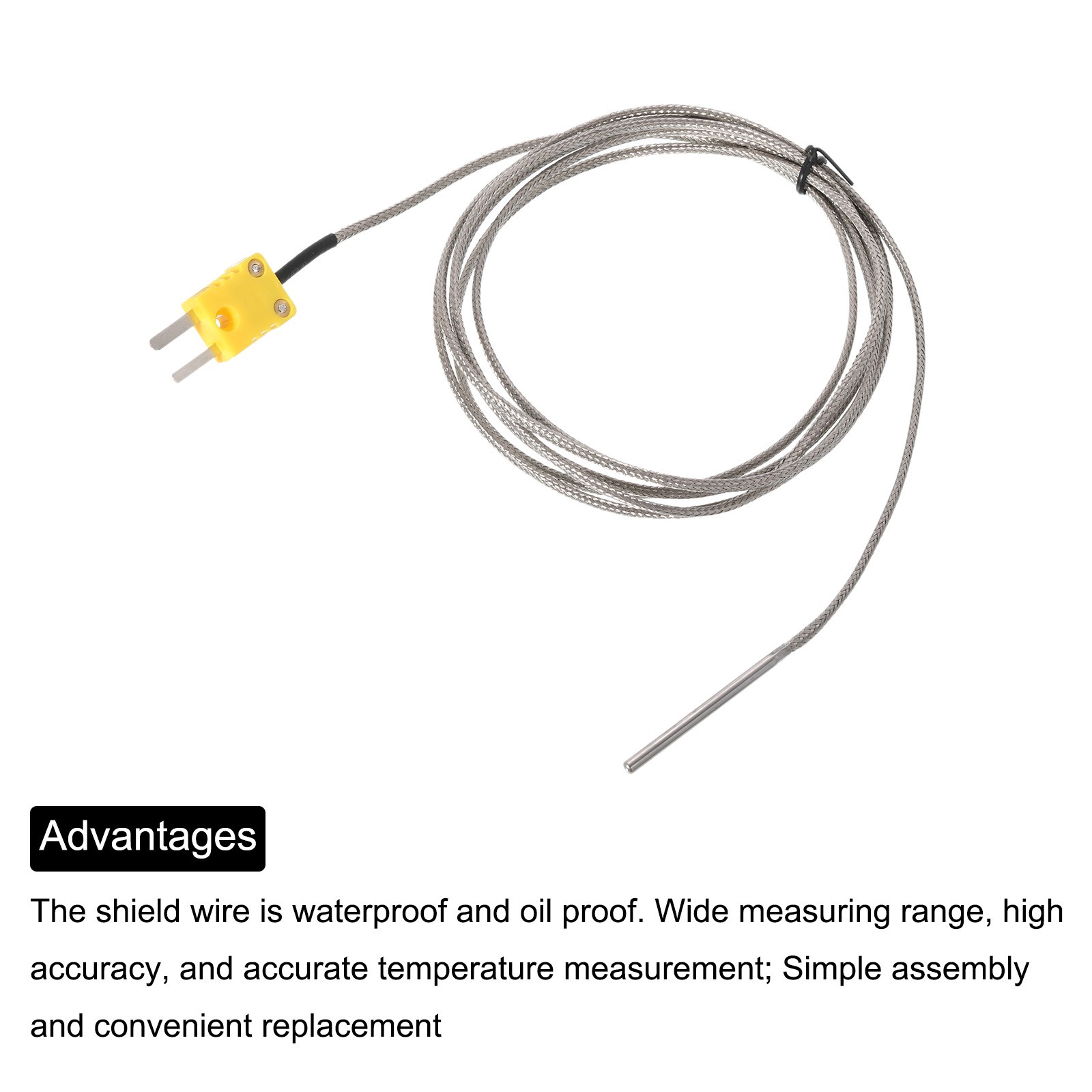 3pcs K Type Thermocouple with Mini Connector Plug Temperature Sensor Probe 6.6ft