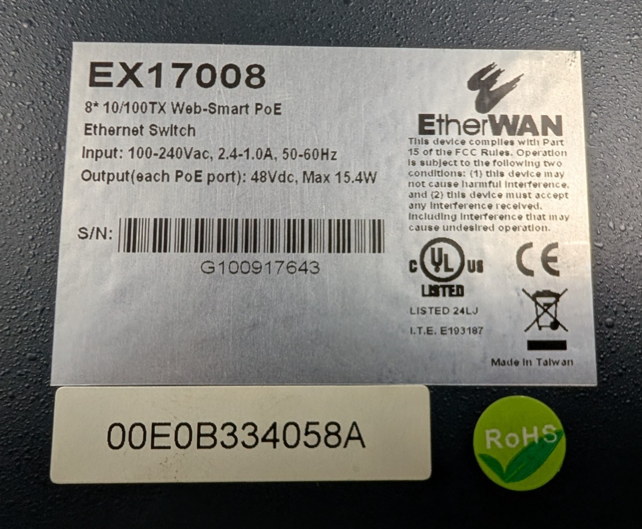🤪 ETHERWAN 8 PORT ETHERNET SWITCHING PLATFORM EX17008