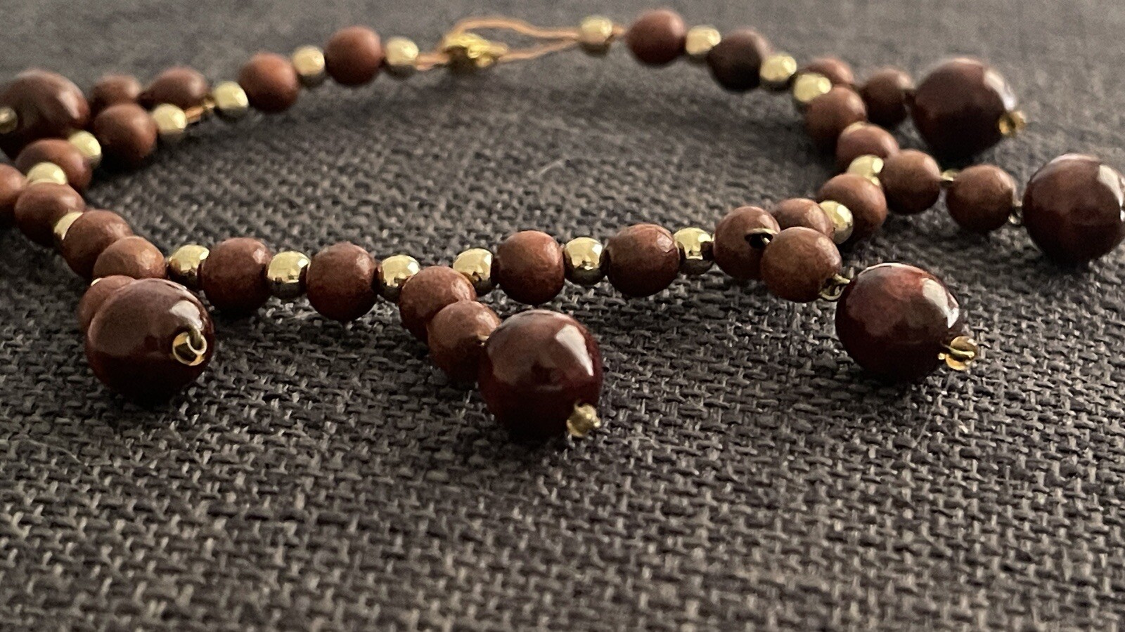 Artisan Made Recycled Rosewood Beads w/ Gold Accents Bracelet