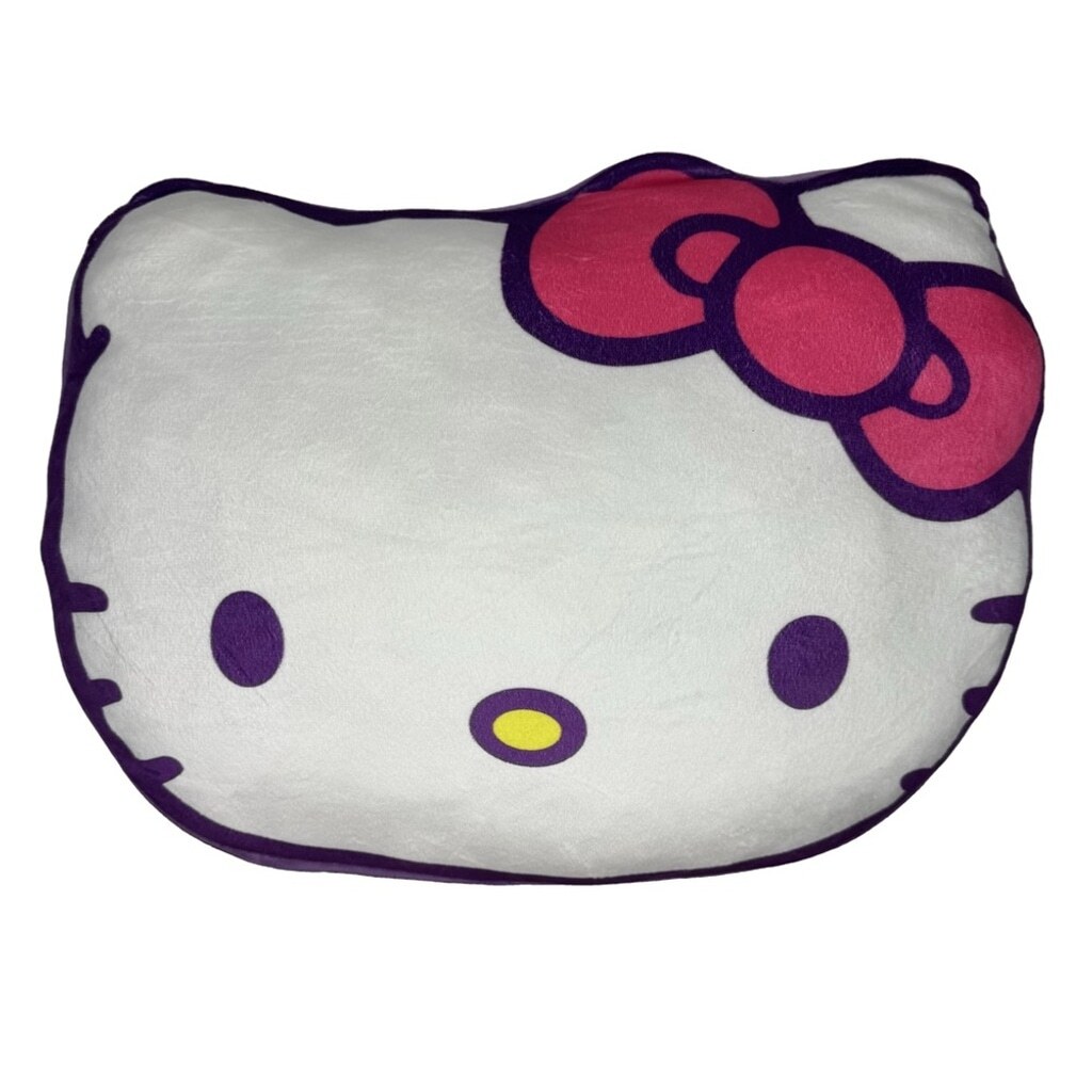 Hello Kitty by Sanrio Travel Cloud Pillow Soft White Purple Pink Cuddly 15”x13”