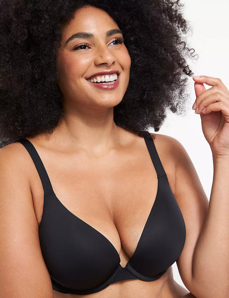 230532 LANE BRYANT BLACK SMOOTH BOOST PLUNGE BRA SZ 42DDD