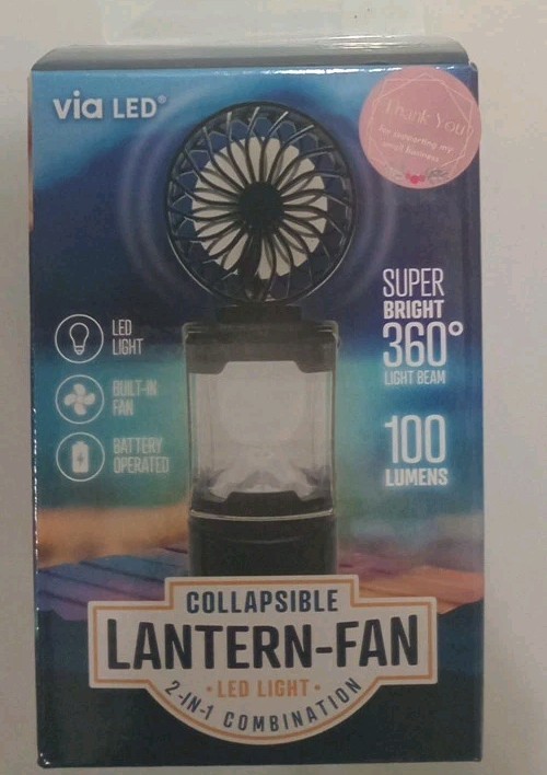 New COLLAPSIBLE LANTERN-FAN *LED LIGHT 2-IN-1 COMBINATION, With Carry Handle 360