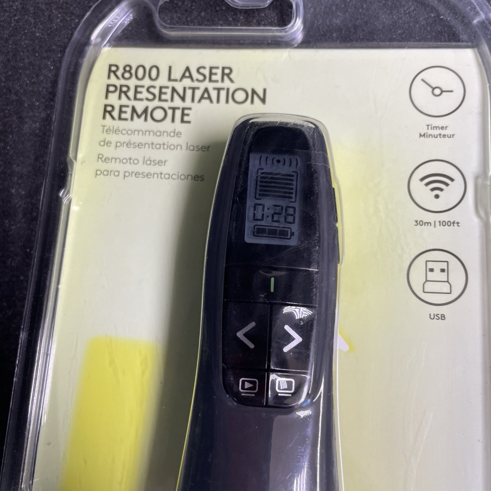 Logitech R800 Laser Presentation Remote Control - Black