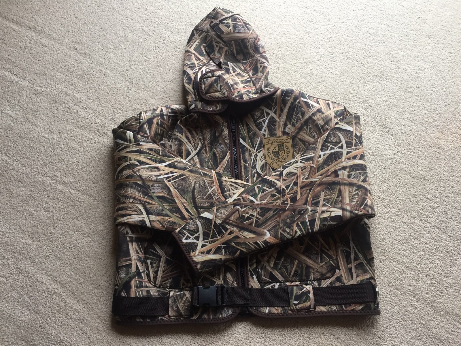 Men's 3mm Neoprene Hunting Fishing Wading Jacket Mossy Oak Shadow Grass Size XL