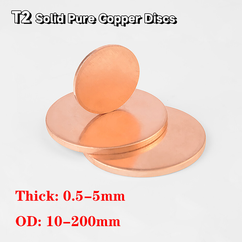 Solid Round Copper Sheet Pure Cu Plate Blanks Metal Discs 10-200mm Thick 0.5-5mm