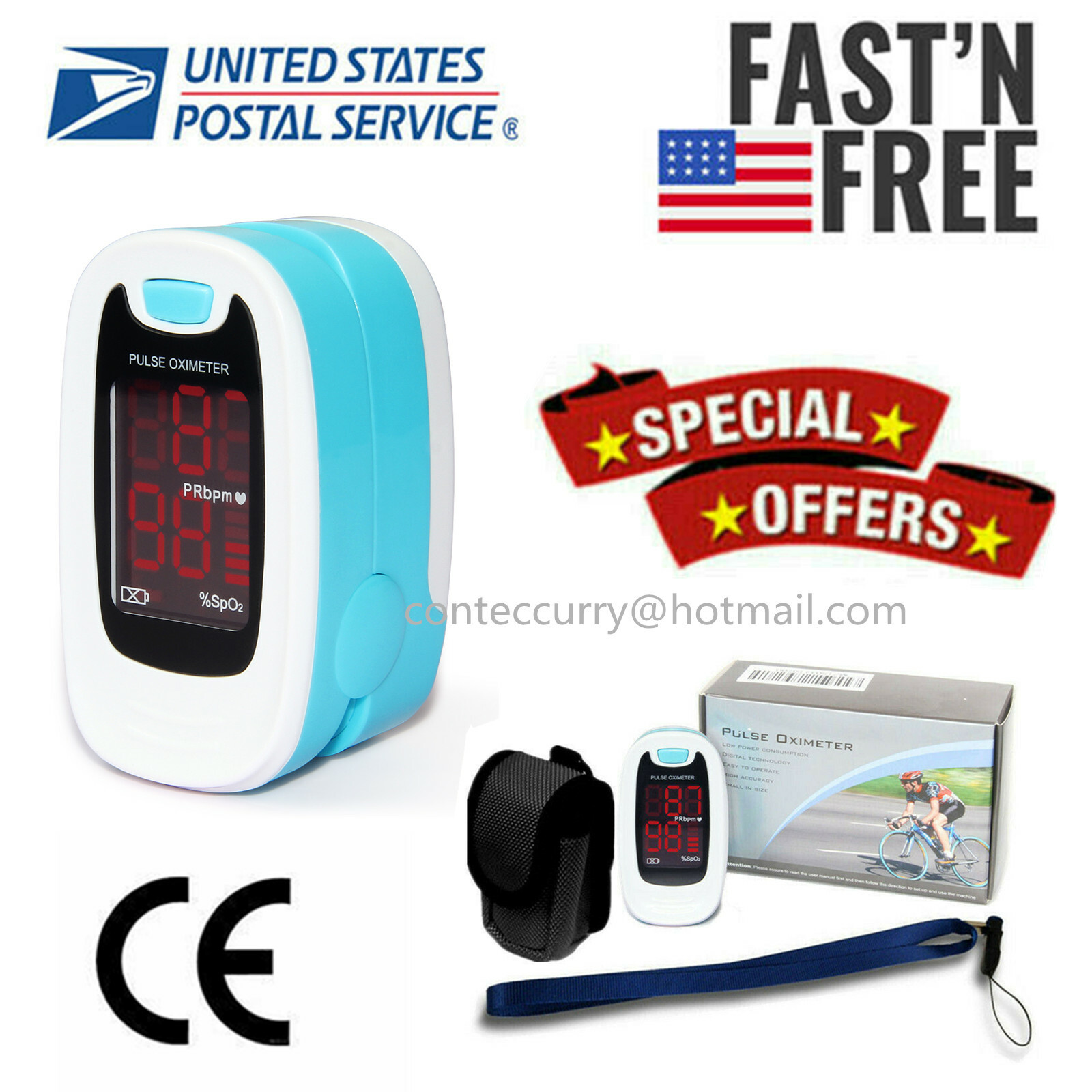 Fingertip Pulse Oximeter, Blood Pulse Oximeter with LED Display,Fast Accurate
