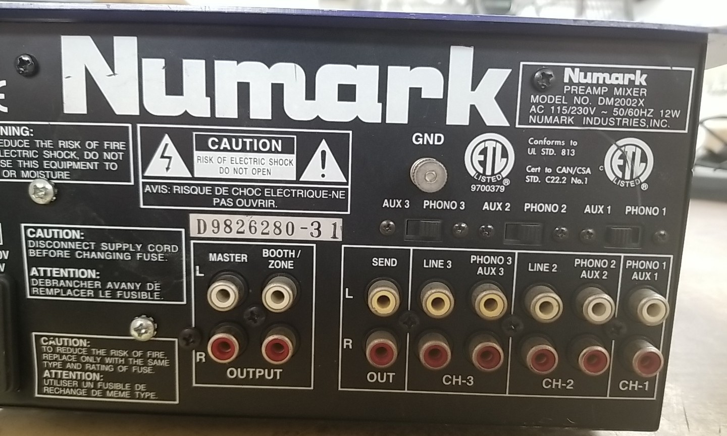 NUMARK DM 2002X Pro Master Mix DJ Mixer 3 Channels. *READ⬇️*