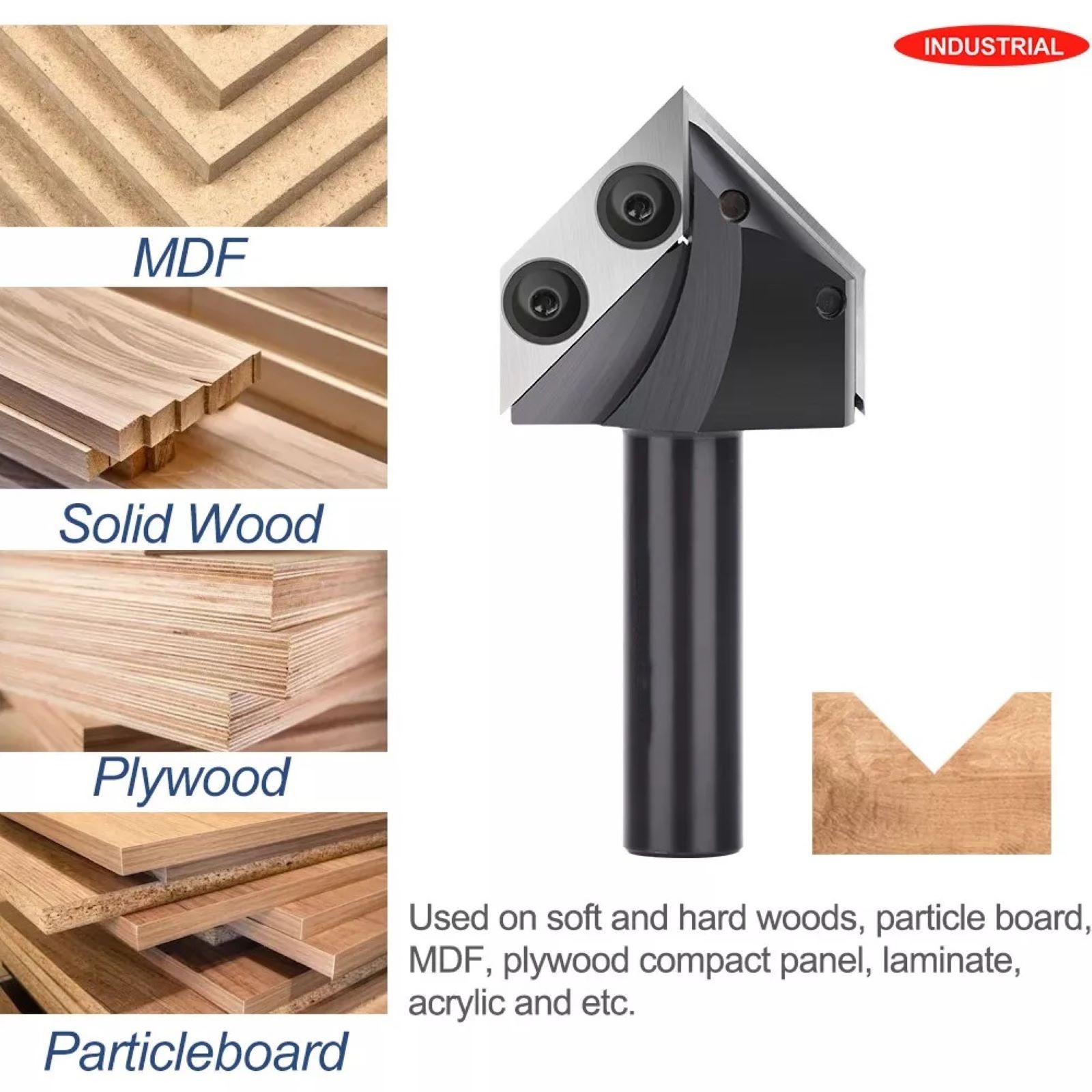 1Pc 90° V Groove Router Bit 1/2" Shank Carbide Insert For Woodworking Projects