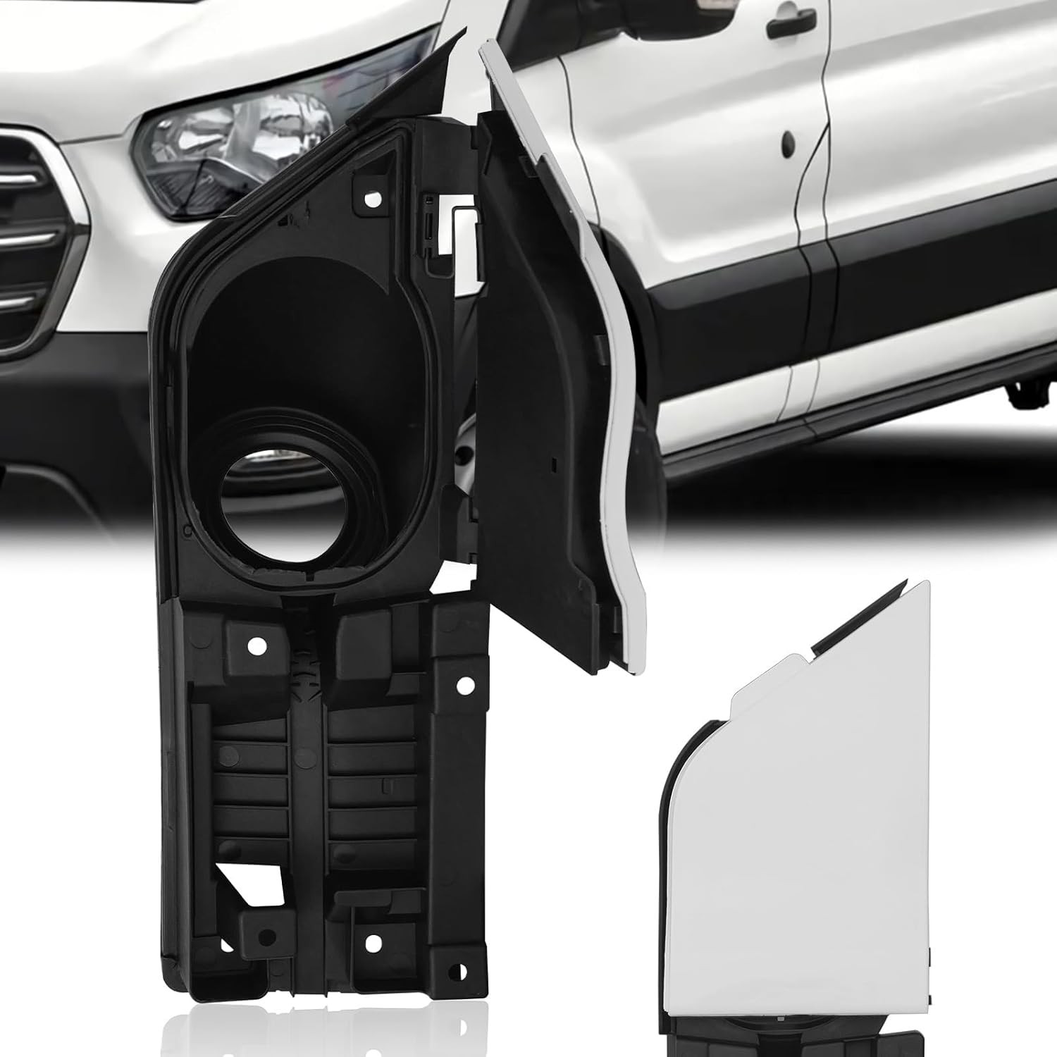 Fuel Filler Door Housing Pocket Hinge w/White Cover Compatible with 2015-2023 Fo