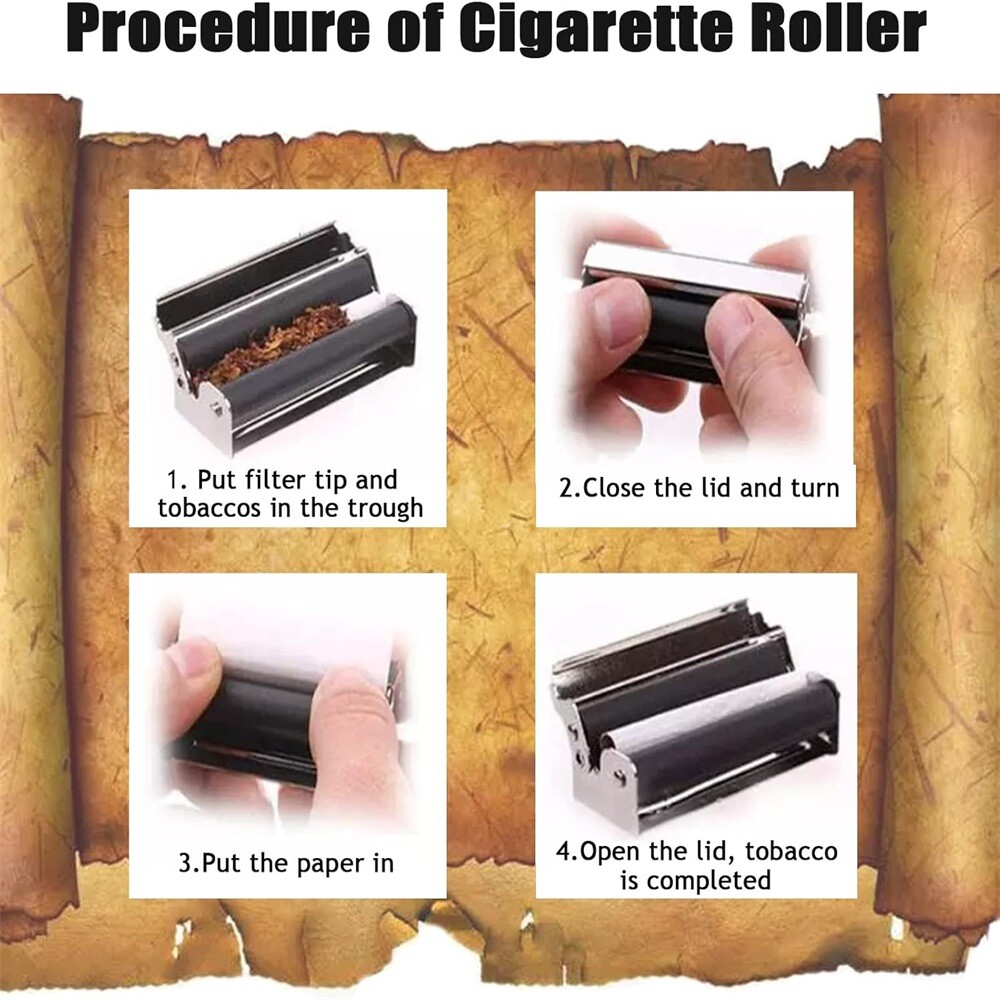 78mm Manual Cigarette Roller Metal Cigarette Rolling Machine with Lid Durable