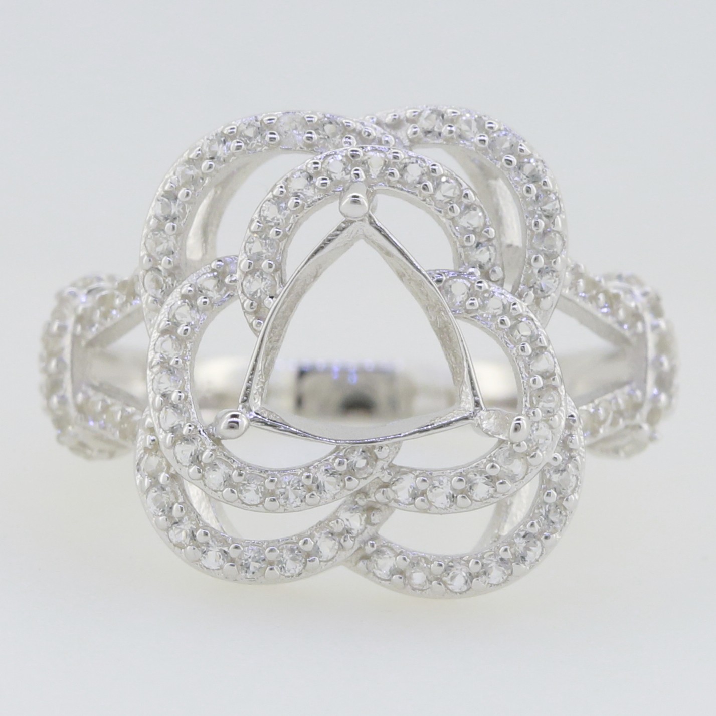 Sterling Silver Semi Mount Ring Setting Trillion Tri 8X8mm