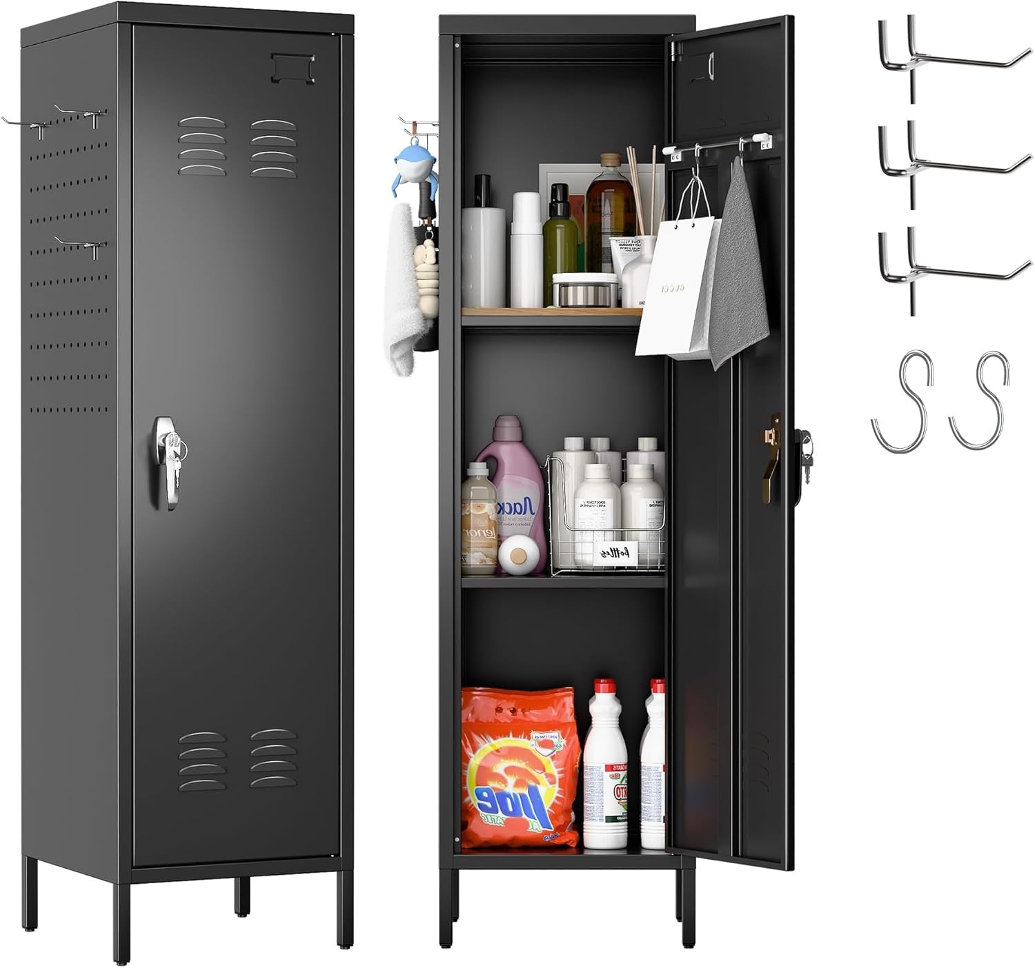 Metal Lockers For Employees With Handle,Metal Storage Locker With 2 Pegboard